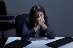 Glam and crying worker of office