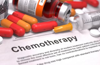 Chemotherapy - Medical Concept. On Background of Medicaments Composition - Red Pills, Injections and Syringe..jpeg