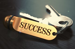 Keys to Success - Concept on Golden Keychain over Black Wooden Background. Closeup View, Selective Focus, 3D Render. Toned Image..jpeg