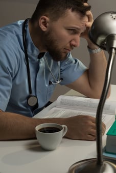 Student of medicine is studying for his exams